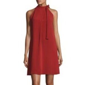Theory Espere Dress Size‎ 2 NWT Admiral Tie Neck A-Line Red
